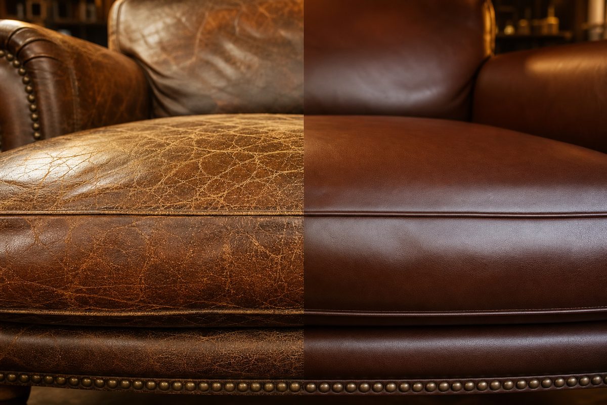 Leather Crack Repair Before and After Before and after leather crack repair