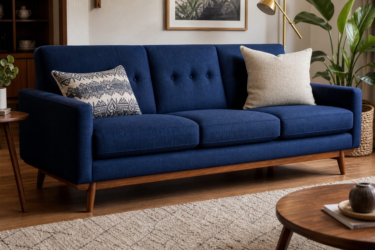 Reupholstered mid-century sofa at Rahn's